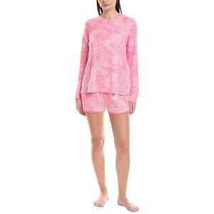40 Winks Womens 2Pc Sleep Top & Boxer Short Set, Pink